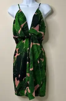 Missguided Green/Pink Palm Sleeveless Dress Women's Size 4