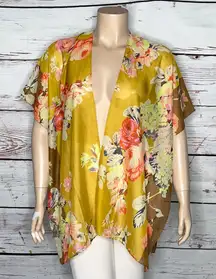 David and Young NWT O/S One Size Floral Print Open Front Sheer Kimono Cardigan