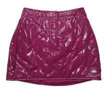 NWT Alo Snomoto Puffer Mini in Wild Berry High-shine Quilted Skirt XS