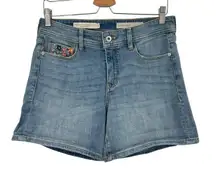 Anthropologie Pilcro Denim Shorts Slim Boyfriend Embroidered Floral Size‎ 27