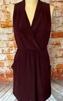 Wilfred Aritzia Silk Sabine Faux Wrap Tie Dress Cardamom Burgundy XS