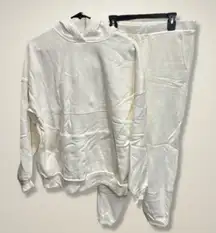 Spirit Jersey Hoodie Sweatpants Set Kangaroo Pocket Cuffed‎ Ankle White W M NWOT