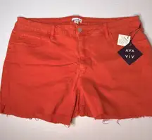 26W Plus Size High-Rise Stretch Denim Tiger Lily Orange Shorts NEW