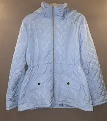 Princess cruises Light Blue Quilted Women's Jacket hooded size large coastal