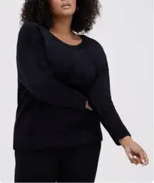 Torrid Black Fuzzy Eyelash Knit Pullover Crochet Lace‎ Trim Cozy Sweater Size 6X