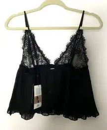 NWT Bluebella Victorias Secret Black Plisse Lace Strappy Pleated Cami Lingerie M