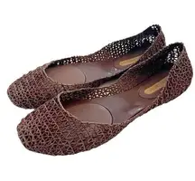 MELISSA WOMENS Size 9 Purple Sparkle CAMPANA PAPEL Ballet Rubber FLATS