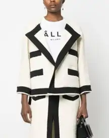 CALLAS MILANO Isabel Two-tone Bouclé Jacket In Weiss white and black sz 36 US 0