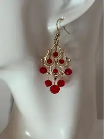 Red Chandelier Bead Earrings NWT