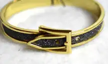 NWOT Express Gold Tone Sparkly Inlay Belt Buckle Hingned 5-6.5" Y2K Bracelet