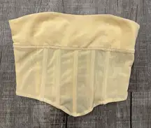 Edikted Yellow Strapless Corset Bustier Crop‎ Top Small Mesh Boned NWT Y2K Sexy