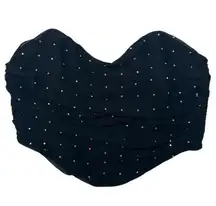 Hello Molly Top Womens S Cropped Strapless Rhinestone Sweetheart Diva Black