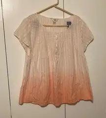 cj banks orange/white color cotton blouse women’s size 2X