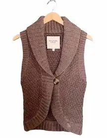 Abercrombie & Fitch  Y2K Wool Sweater Vest Brown Shawl Collar Women’s Size Small