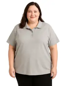 Woman Within Plus Size 34W‎ 36W Polo Shirt 4X Gray Short Sleeve Collared Top 318