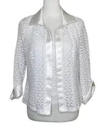 Vintage R&M Richards White Lace Satin Embellished Evening Blouse & Tank Size 12