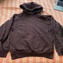 Brown heavy cotton hoodie sweater warm top ski winter with hat and pocket