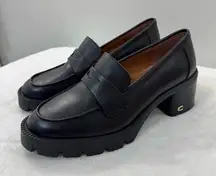 Coach Colleen Black Loafers Leather Platform 6