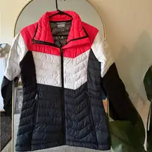 Columbia Orange and White Puffer Jacket