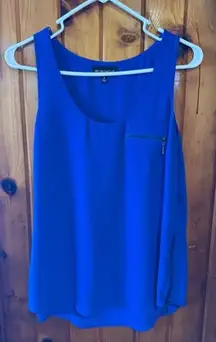 Royal Blue Sleeveless‎ Blouse Tank Top with Side Zipper Detail Casual size M