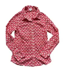 Womens Crown & Ivy Crab Allover Print Button Down Long Sleeve Casual Shirt  Sz S