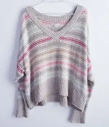 American Eagle  Striped Knit Chunky Long Sleeve Sweater