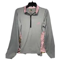 Mossy Oak Grey & Pink Camo Quarter Zip Pullover Small