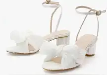 Mucccute Pleated Bow Block Heel Sandals