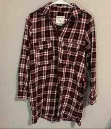 ZARA  Premium Denim Collection plaid long sleeve shirt dress women’s size medium