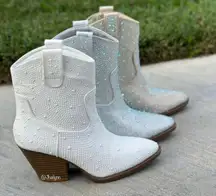 Ivory Beaded Ankle Cowboy Boot