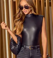NWT Vici Mock Neck Leather Bodysuit