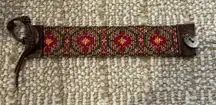 Chan Luu Beaded Leather Bracelet with Red and Brown Accents