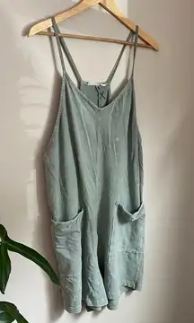 Oversized Sage Green Jumpsuit Romper Large Boho Cottagecore Cozy Layers Gorpcore