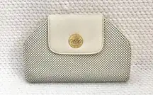 Whiting & Davis White Sequin Mesh Vintage Top Flap Accordion Clutch Crossbody