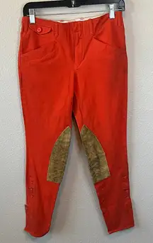 Ralph Lauren Suede Patched Chinos Orange Size 6 - Fair Condition