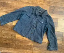 Polo jeans dark denim jean light weight cropped jacket $120 classic boho spring