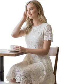 Shoshanna Ivory Floral Lace women’s lined dress 4