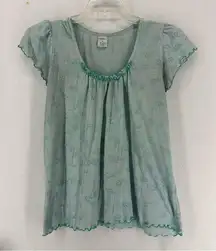 Croft & Barrow Intimates Short Sleeve Floral Top Womens Medium Blue