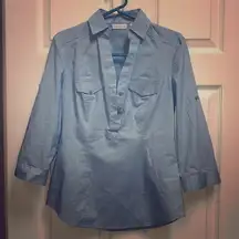 NEW YORK & COMPANY LIGHT BLUE QUARTER BUTTON DOWN