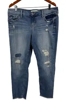 Torrid Ankle Skinny Patch Distressed Raw Cut Jeans‎ Size 16