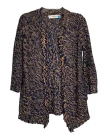 Sparrow Anthropologie Womens Open Sweater Size XS Linen Blend‎ Knit Blue Gold