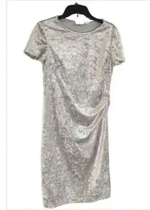 Jones New York Women's Silver Metallic Velvet Ruched Bodycon Dress Size 10