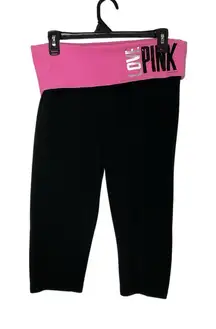 Vintage Victoria's Secret PINK Fold Over Yoga Capri Bling Y2K Spellout‎ Size Med
