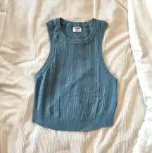 Blue Knit Cropped Top 