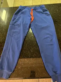 Figs Zamora Jogger Sz Small Petite Women's Royal Blue Orange Scrub Pants 3459