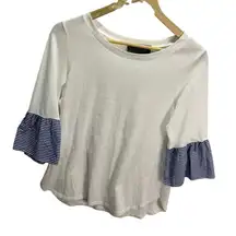 Anthropologie Sunday In Brooklyn White Flare Sleeve Boho Top S