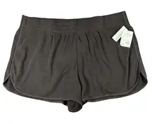 DSG Womens 3X‎ Pure Black High Rise Fleece Shorts Pull On Dolphin Hem NWT