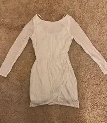 White Long Sleeve Sequin Windsor Homecoming Dress