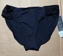 Women’s Jones New York Swim Bikini Bottom Size 10 Black Side Shirred Hipster NWT