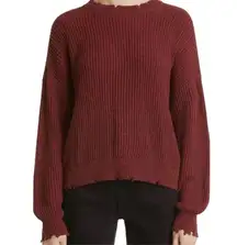 New  Eve Distressed Crewneck Sweater Cherry Black Marl Size XL
